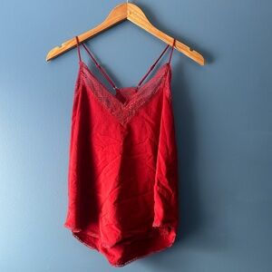 lovestitch Red Lace-Trim Satin Camisole